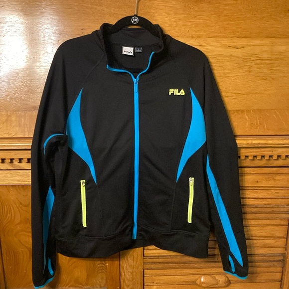 Fila Jackets & Blazers - Fila Sport Performance Blue Black Fitted Athletic Jacket